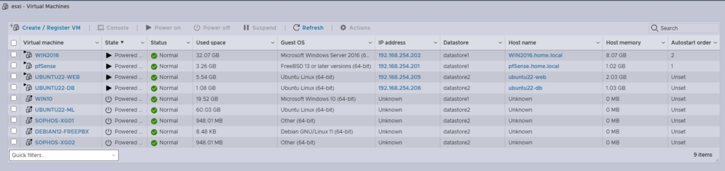 ESXi 7.0 Virtual Machines